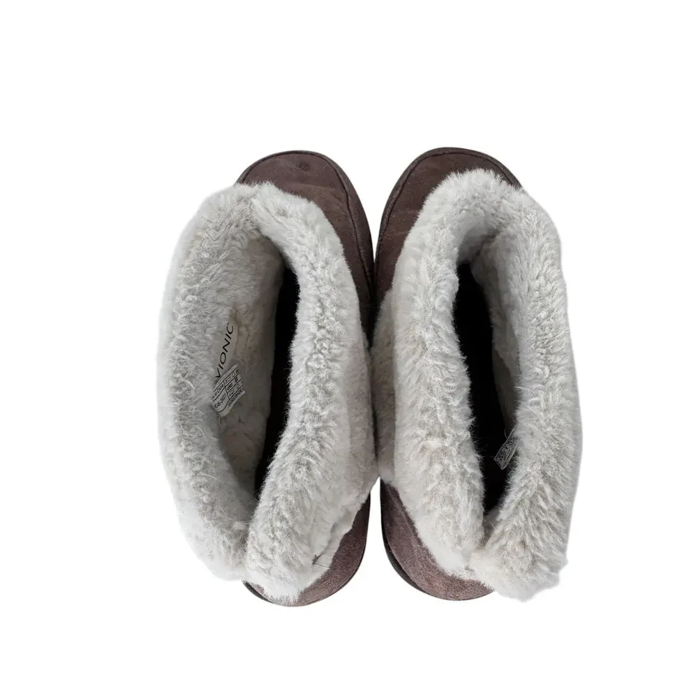 Vionic‎ Divine Maizie Supportive Slipper Boot Womens US 8 Brown Rubber Sole
